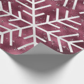 スノーフレークスクリスマスホリデーメリーバーグントグリッター ラッピングペーパー (角)