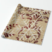 スノーフレークスクリスマスホリデーメリーレッドクラフト ラッピングペーパー (アンロールド)