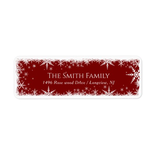 スノーフレークスクリスマスホリデーリターンアドレス ラベル (正面)