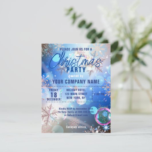 スノーフレークスクリスマス企業のパーティの招待状 (スタンド正面)