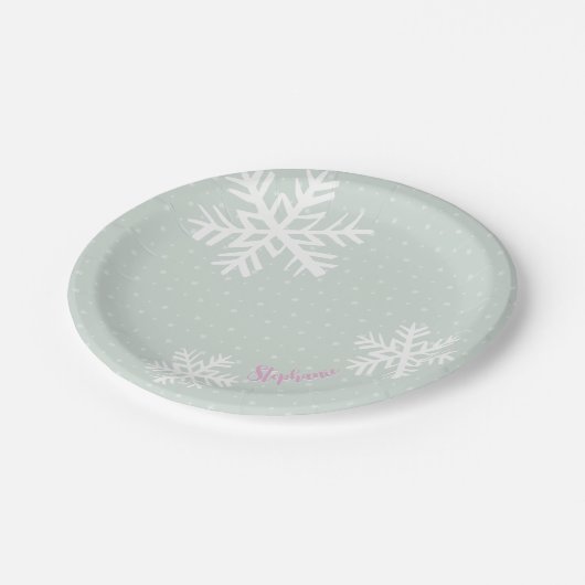 スノーフレークスクリスマス紙プレート ペーパープレート (アングル)