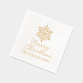スノーフレークスクリプトホリディグリーティングファミリー名 箔ナプキン (左)