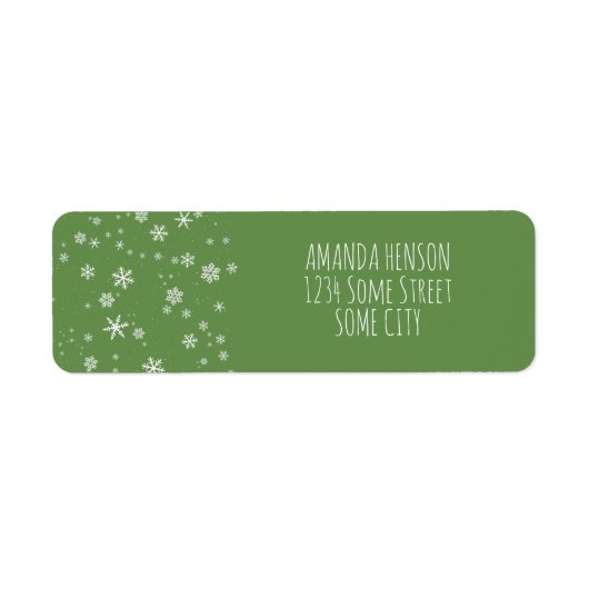 スノーフレークスグリーンとホワイトクリスマスホリデー ラベル (正面)