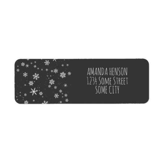 スノーフレークスグレーホワイトフェスティバルクリスマスホリデー ラベル (正面)