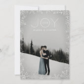 スノーフレークスケッチフレームホワイトホリデーカード シーズンカード (正面)