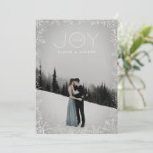 スノーフレークスケッチフレームホワイトホリデーカード シーズンカード (スタンド正面)