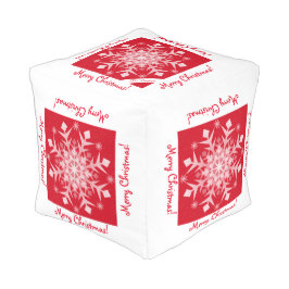 スノーフレークススヌーイングレッドホリデーキューブパフ プーフ