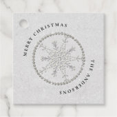 スノーフレークススパークルズグリッターホワイトクリスマスシック フェイバータグ (正面)