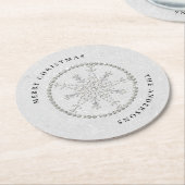 スノーフレークススパークルズグリッターホワイトクリスマスシック ラウンドペーパーコースター (アングル)