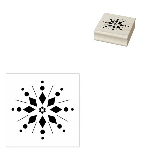 スノーフレークスターバストウッドアートスタンプ ラバースタンプ (押印)
