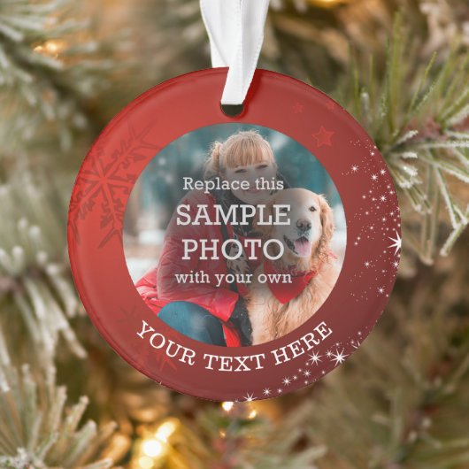 スノーフレークスターフォトレッド オーナメント (ツリー)