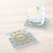 スノーフレークスターホリデー金ゴールドシルバーサレースのようークル ガラスコースター (アングル)