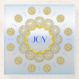 スノーフレークスターホリデー金ゴールドシルバーサレースのようークル ガラスコースター