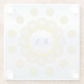 スノーフレークスターホリデー金ゴールドシルバーサレースのようークル ガラスコースター (裏面)