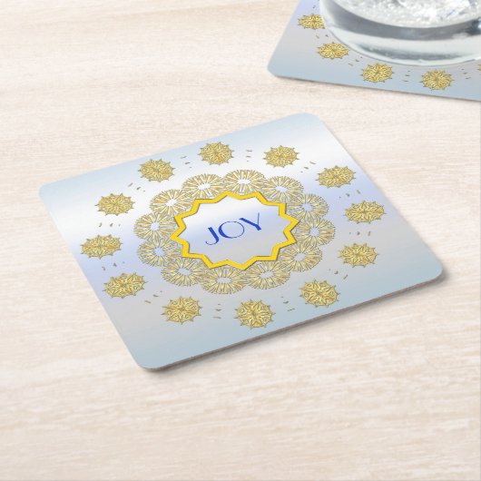 スノーフレークスターホリデー金ゴールドシルバーサレースのようークル スクエアペーパーコースター (アングル)