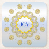 スノーフレークスターホリデー金ゴールドシルバーサレースのようークル スクエアペーパーコースター (正面)