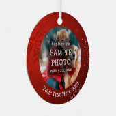 スノーフレークスター2枚パーソナライズされた赤 メタルオーナメント (正面右)