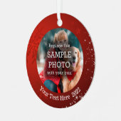 スノーフレークスター2枚パーソナライズされた赤 メタルオーナメント (正面左)