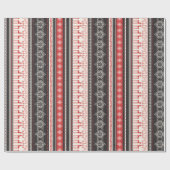 スノーフレークストライプトナカイ模様のクリスマスのクリスマス ラッピングペーパー (フラット)