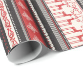 スノーフレークストライプトナカイ模様のクリスマスのクリスマス ラッピングペーパー (ロールコーナー)