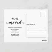 スノーフレークスネイビー金ゴールドホリデームービングアナウンス ポストカード (裏面)