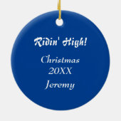 スノーフレークスノーボーダーパーソナライズされたー セラミックオーナメント (裏面)