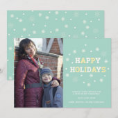 スノーフレークスハッピーホリデーズフォトカードグリーティング シーズンカード (正面/裏面)