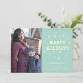 スノーフレークスハッピーホリデーズフォトカードグリーティング シーズンカード (スタンド正面)