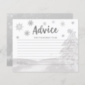 スノーフレークスバジェットグレーベビーシャワーアドバイスカード (正面/裏面)