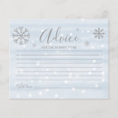 スノーフレークスバジェット男の赤ちゃんシャワーアドバイスカード (正面)