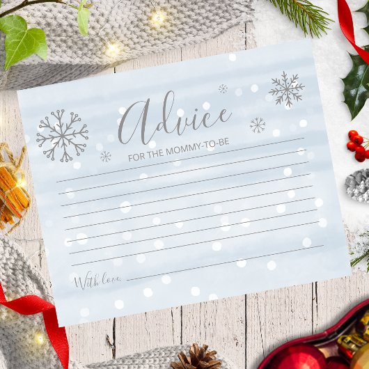 スノーフレークスバジェット男の赤ちゃんシャワーアドバイスカード