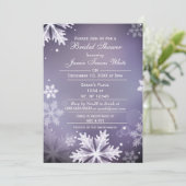 スノーフレークスパープルウィンターブライダルシャワー招待状 招待状 (スタンド正面)