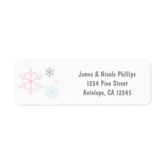 スノーフレークスピンクブルーホリデーウィンター住所 シール (正面)