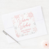 スノーフレークスピンク&シルバーグリッタークリスマスプレゼント スクエアシール (封筒)