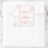 スノーフレークスピンク&シルバーグリッタークリスマスプレゼント スクエアシール (バッグ)