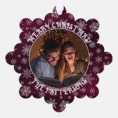 スノーフレークスファミリーフォトレッド紙オーナメントカード オーナメントカード (裏面)