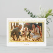 スノーフレークスフォトクリスマスシックシンプルタイポグラフィ 箔シーズンカード (立ち正面)