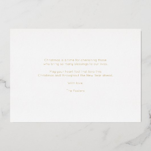 スノーフレークスフォトクリスマスシックシンプルタイポグラフィ 箔シーズンカード (裏面)