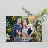 スノーフレークスフォールハッピーホリデーズグリーン金ゴールド 箔シーズンカード (立ち正面)