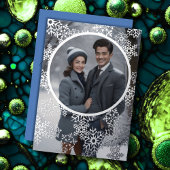 スノーフレークスフレームとフォトフォイルのホリデーカード 箔シーズンカード