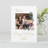 スノーフレークスフレームハッピーホリデーズクリスマスファミリー シーズンカード (スタンド正面)