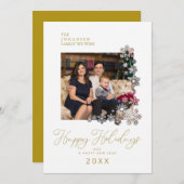 スノーフレークスフレームハッピーホリデーズクリスマスファミリー シーズンカード (正面/裏面)