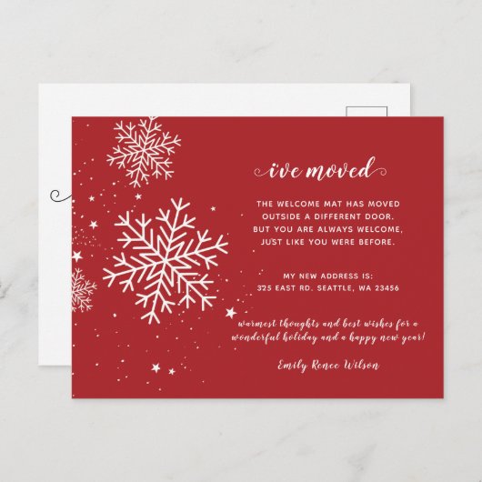 スノーフレークスフローリーズホリデーモービングアナウンスP ポストカード (正面/裏面)