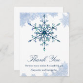 スノーフレークスブルーウィンタースノーフレークサンキューカード (正面/裏面)