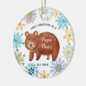 スノーフレークスブルークリスマスとしてパパベベアオーナメント セラミックオーナメント (左)