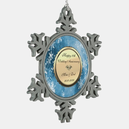 スノーフレークスブルーダイヤモンド10周年結婚を迎える スノーフレークピューターオーナメント (左)