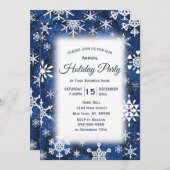 スノーフレークスブルービジネス企業のホリデーパーティー 招待状 (正面/裏面)