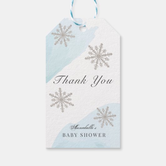 スノーフレークスブルーベビーその冷たい外ありがとう ギフトタグ (裏面)