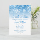 スノーフレークスブルーホワイトウィンターワンダーランドスウィート16 招待状 (スタンド正面)
