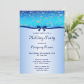 スノーフレークスブルーリボンホリデー招待状 招待状 (スタンド正面)